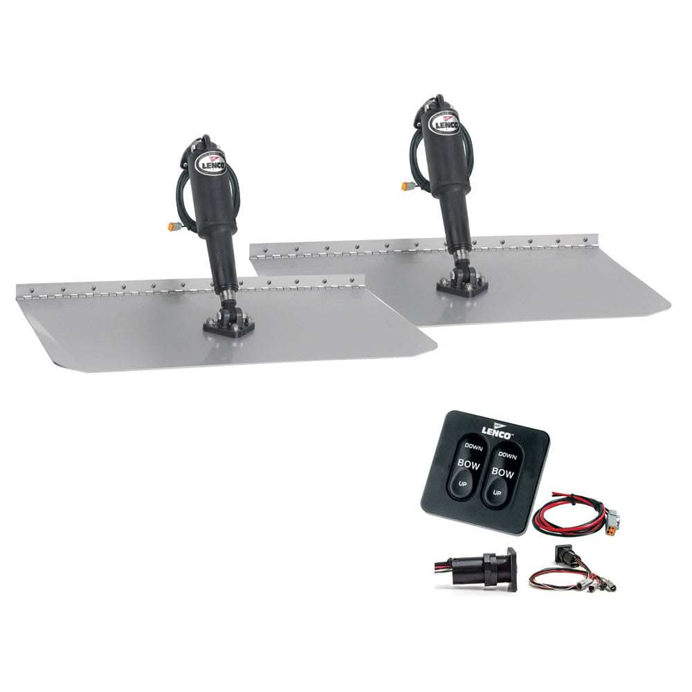 Lenco 12" x 30" standard trim tab kit with tactile switch and actuators for boat performance and control