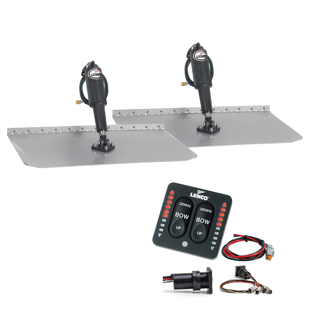 Lenco 12" x 30" Standard Trim Tab Kit with LED Indicator Switch Kit 12V - TT12X30I - TT12X30I