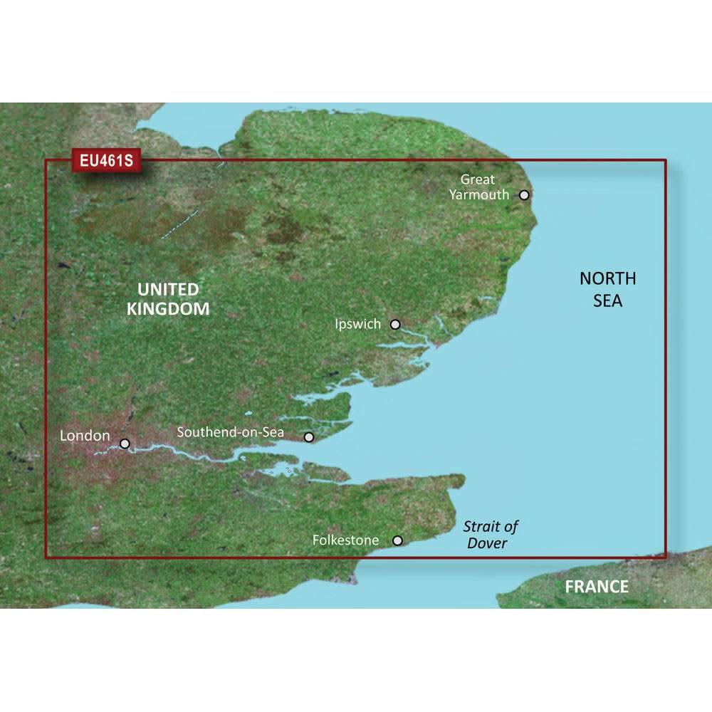 Garmin BlueChart g3 Vision HD microSD chart showing Thames Estuary coastal navigation area