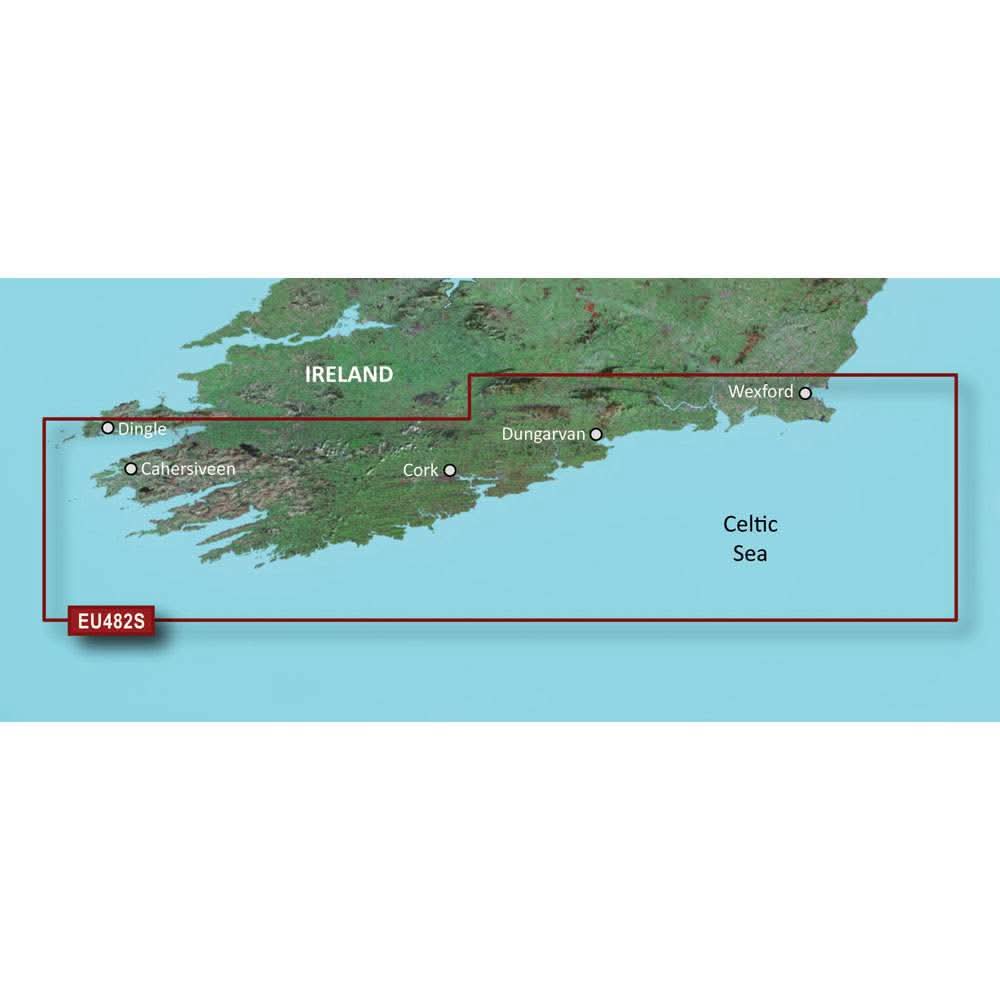 Garmin BlueChart g3 Vision HD marine chart coverage from Wexford to Dingle Bay including Cork and Dungarvan on microSD card