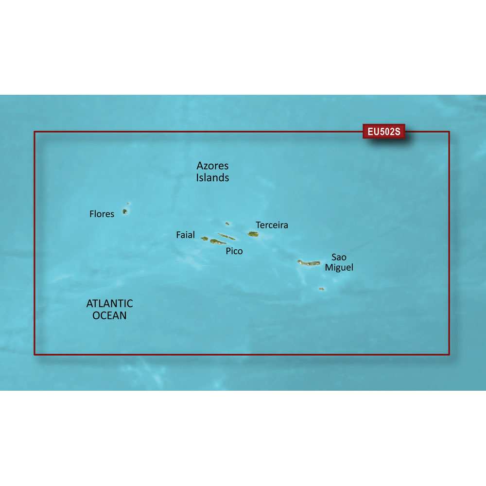 Garmin BlueChart g3 Vision HD map coverage of Azores Islands with detailed coastal charts on microSD/SD card