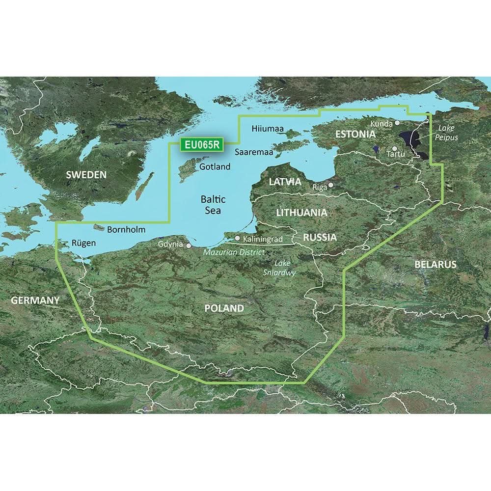 Garmin BlueChart g3 Vision HD microSD chart coverage map of Baltic Sea East Coast including Estonia, Latvia, Lithuania, Russia, Poland and Germany coastlines