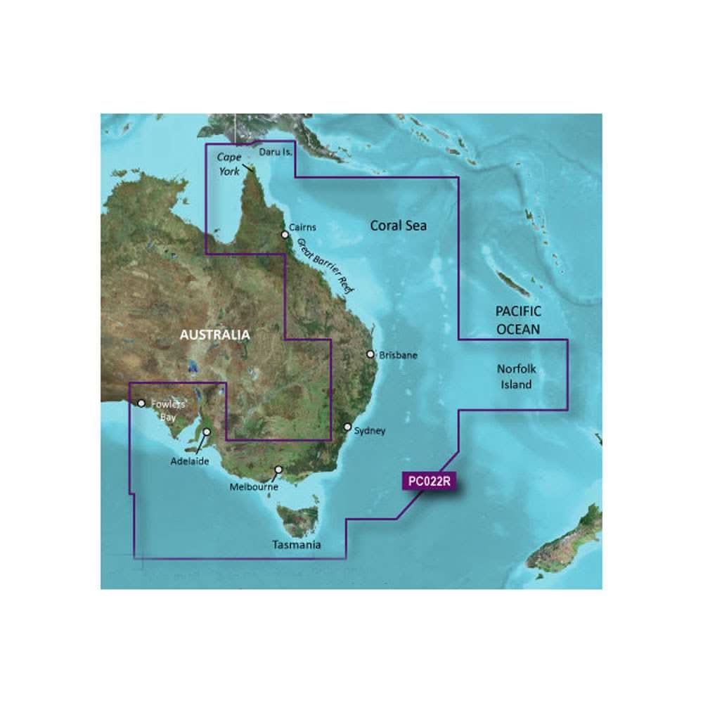 Garmin BlueChart g3 Vision HD marine navigation chart for East Coast Australia on microSD card