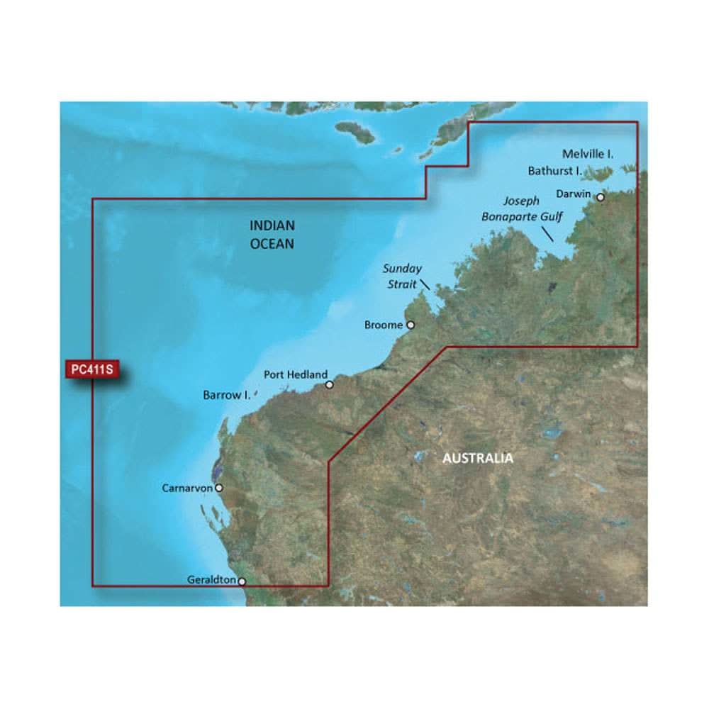 Garmin BlueChart g3 Vision HD marine chart microSD covering Northwest Australia coast Geraldton to Darwin