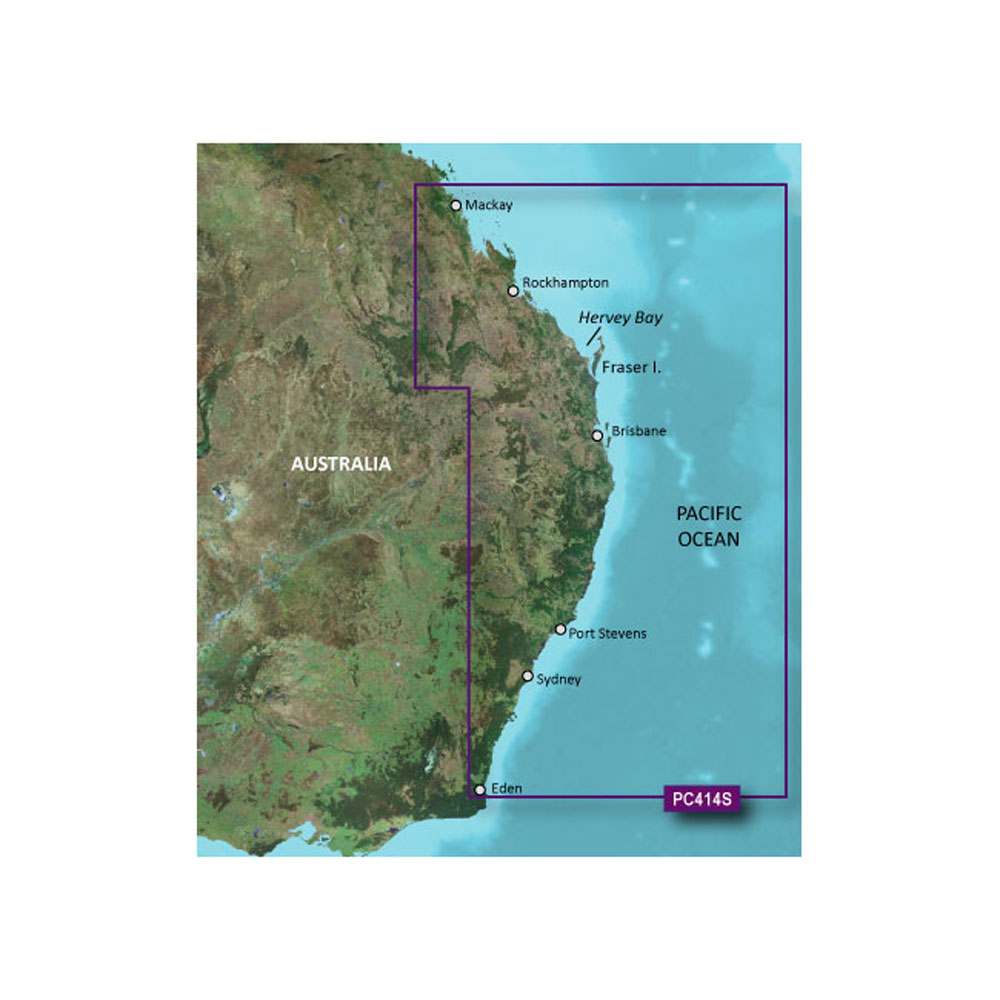 Garmin BlueChart g3 Vision HD nautical chart coverage from Mackay to Twofold Bay on microSD card