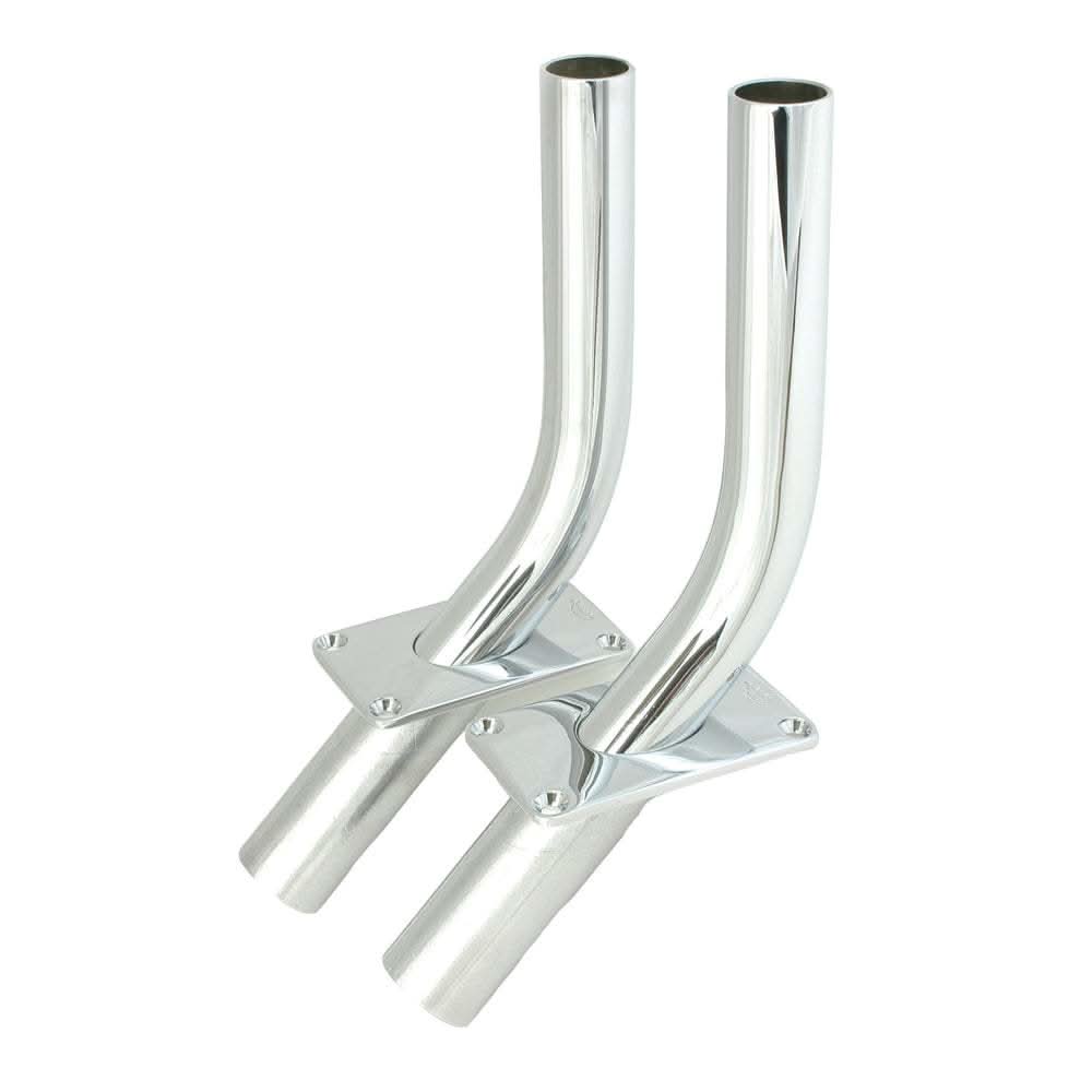 Lee's Tackle OH219F 2' flush mount skiff series chrome outrigger holders for fishing boats