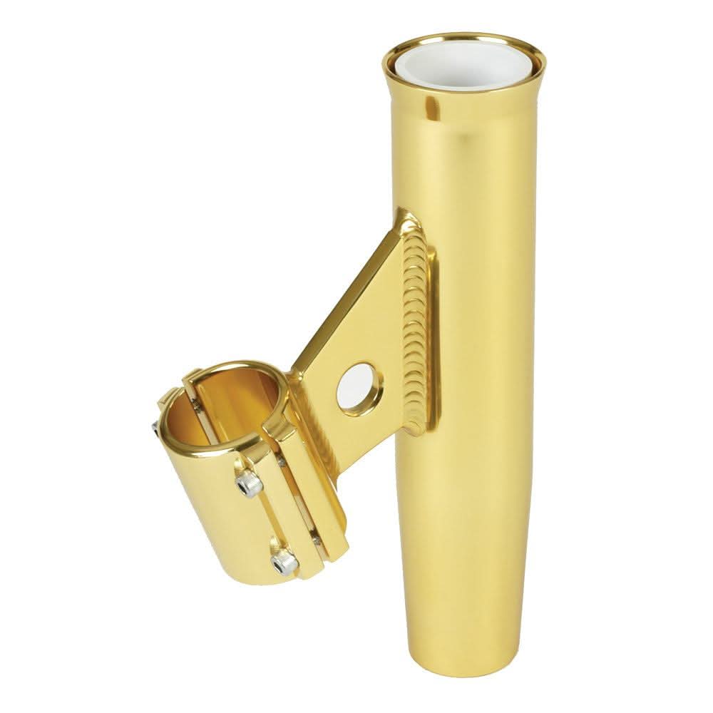 Gold aluminum Lee's Clamp-On Rod Holder with vertical mount for 1.315" O.D. pipe