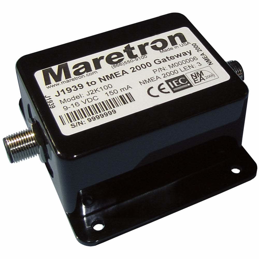 Maretron J2K100 NMEA 2000 and J1939 bridge gateway device for marine engine data integration