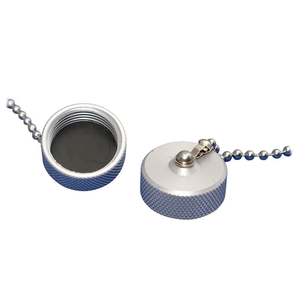 Maretron mini cap for covering male connector M65-0086 with attached silver ball chain