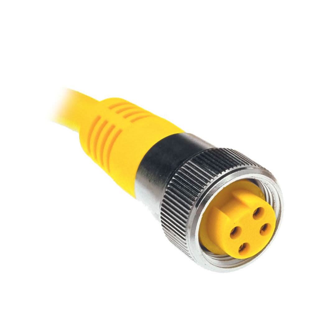 Maretron Mini Power Cordset with 2 power and 2 ground pins, yellow cable, 1 meter length