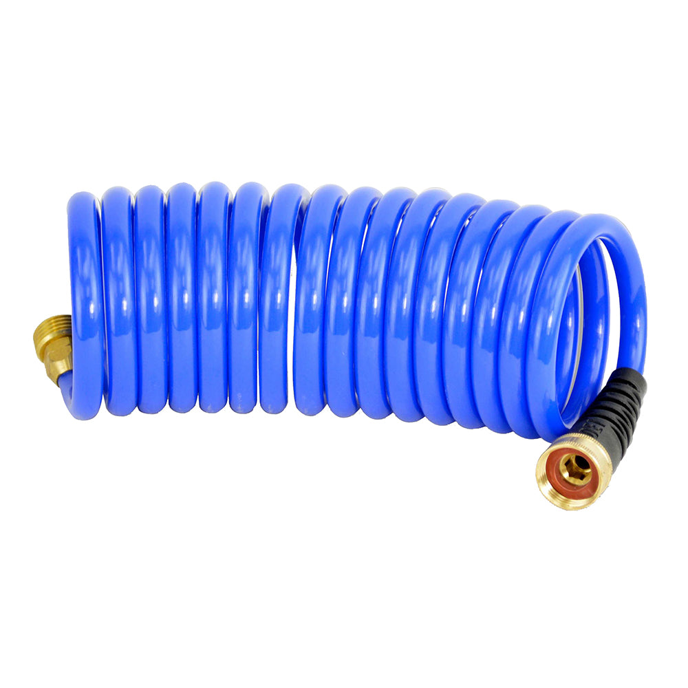 HoseCoil 15' Blue Self Coiling Hose with Flex Relief - HS1500HP