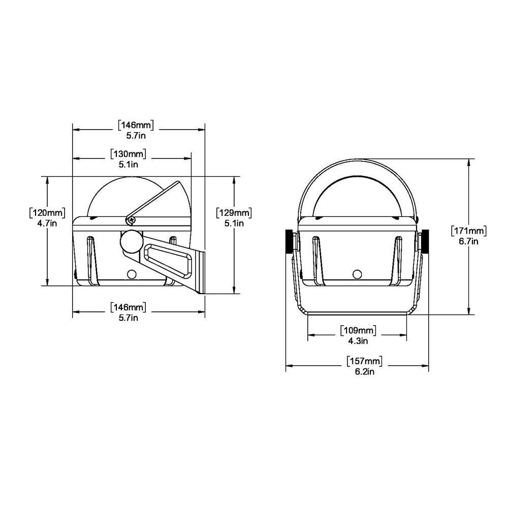 Ritchie HB-741 Helmsman compass bracket mount black technical dimensions diagram