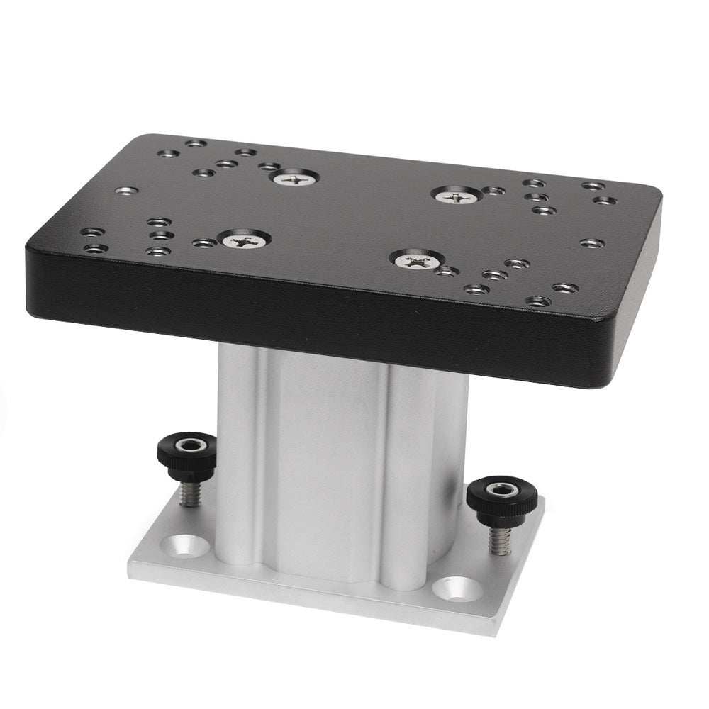 Cannon aluminum fixed base downrigger pedestal with pre-drilled mounting plate and sturdy 4-inch design