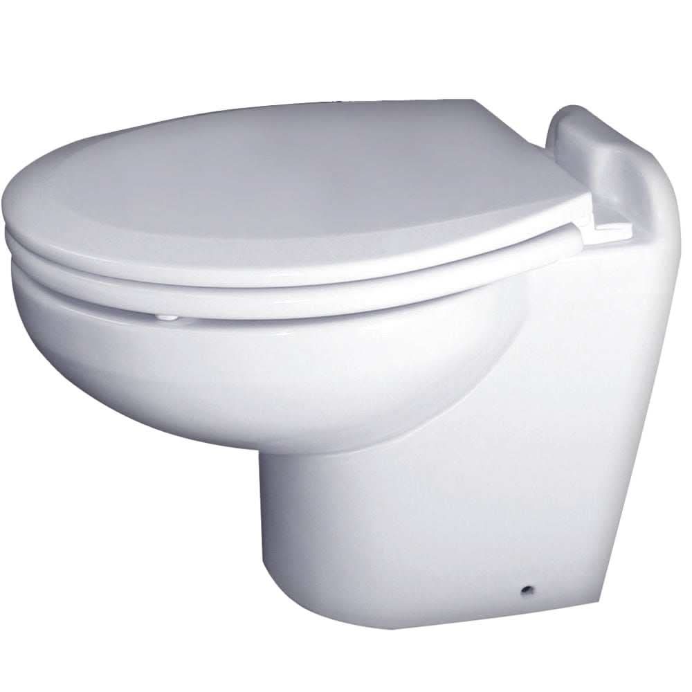 Raritan Marine Elegance Toilet white marine electric toilet with one-piece vitreous china bowl and remote intake.