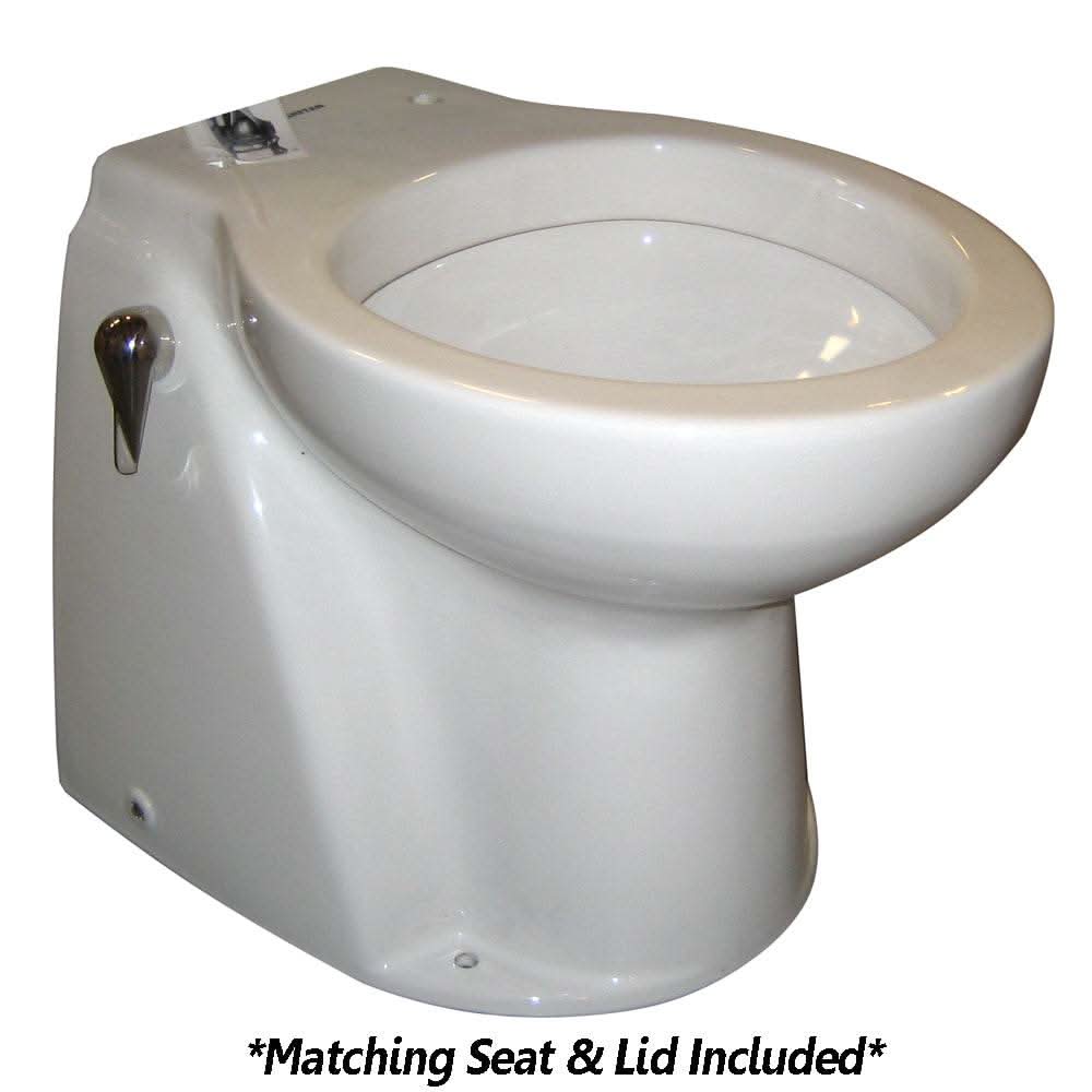Raritan Atlantes Freedom Toilet household style white freshwater solenoid 12V marine toilet with metal handle and Vortex-Vac technology