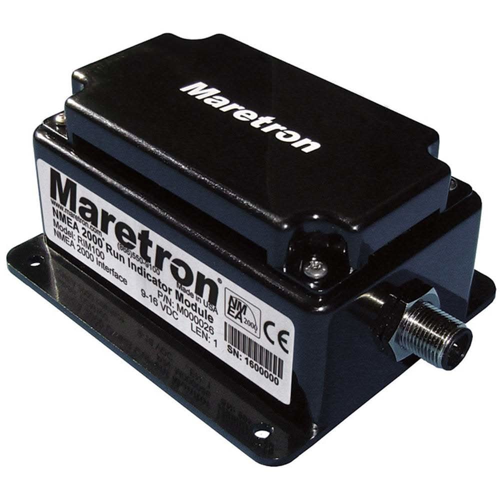 Maretron RIM100 Run Indicator Module monitoring AC and DC loads on NMEA 2000 network