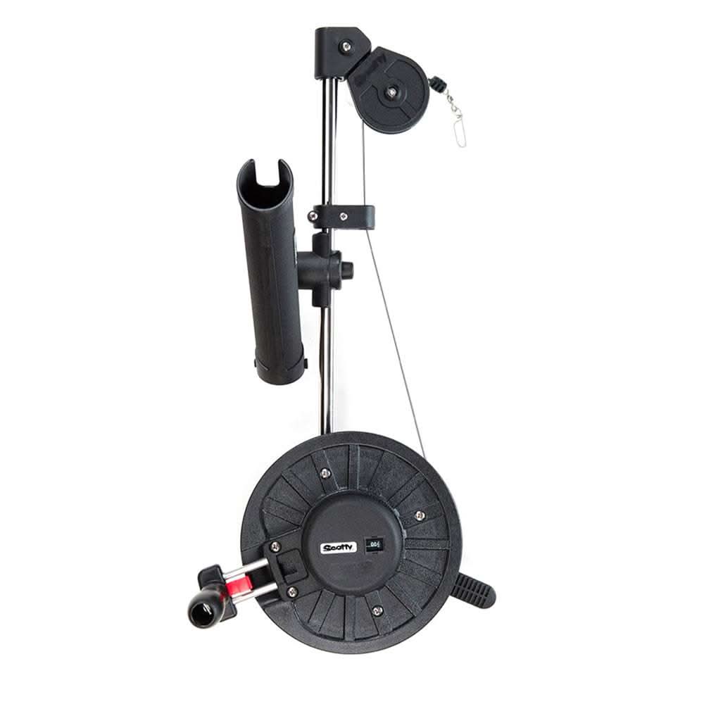 Scotty 1060 Depthking manual downrigger with rod holder for precise trolling depth control and durable corrosion-resistant design