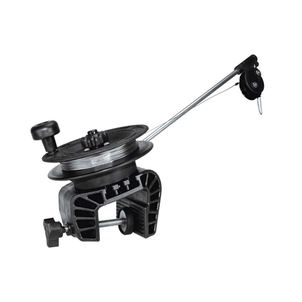Scotty 1071 Laketroller clamp mount manual downrigger for boats and canoes with anodized aluminum clamp