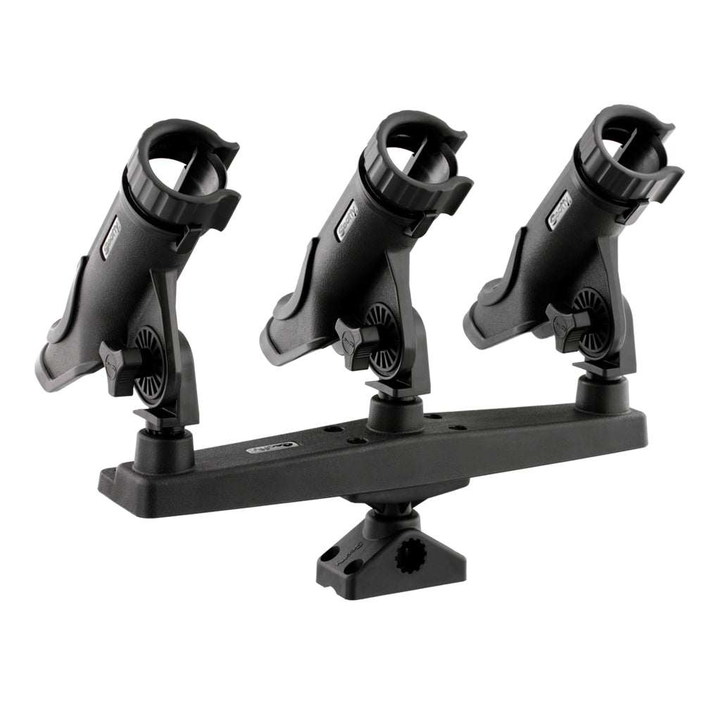 Scotty Triple Rod Holder with 3 adjustable 230 Power Lock rod holders on a black mount
