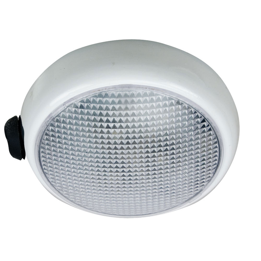 Perko Round Surface Mount LED Dome Light - White Powder Coat - with Switch - 1356DP0WHT