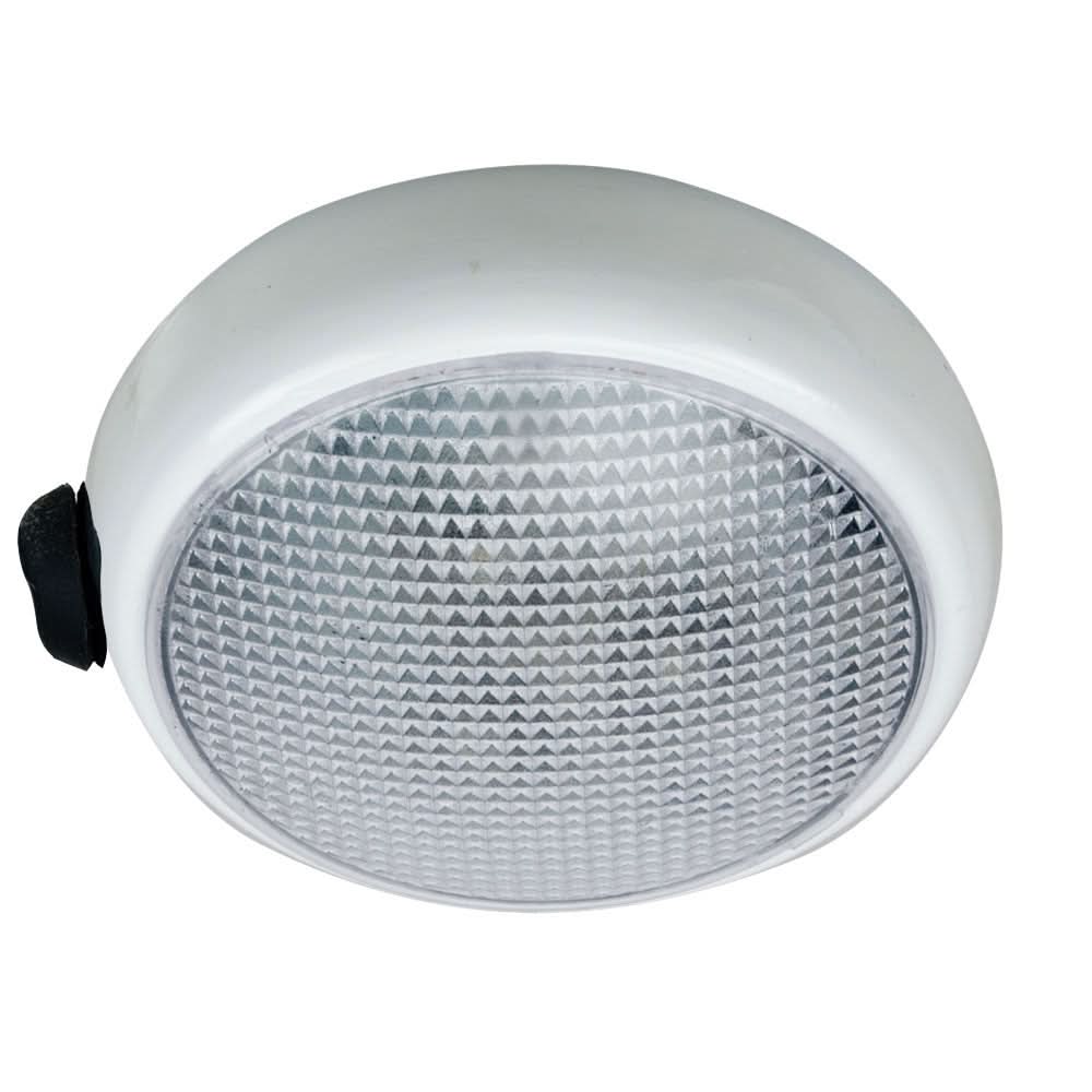 Perko Round Surface Mount LED Dome Light - White Powder Coat - with Switch - 1356DP0WHT