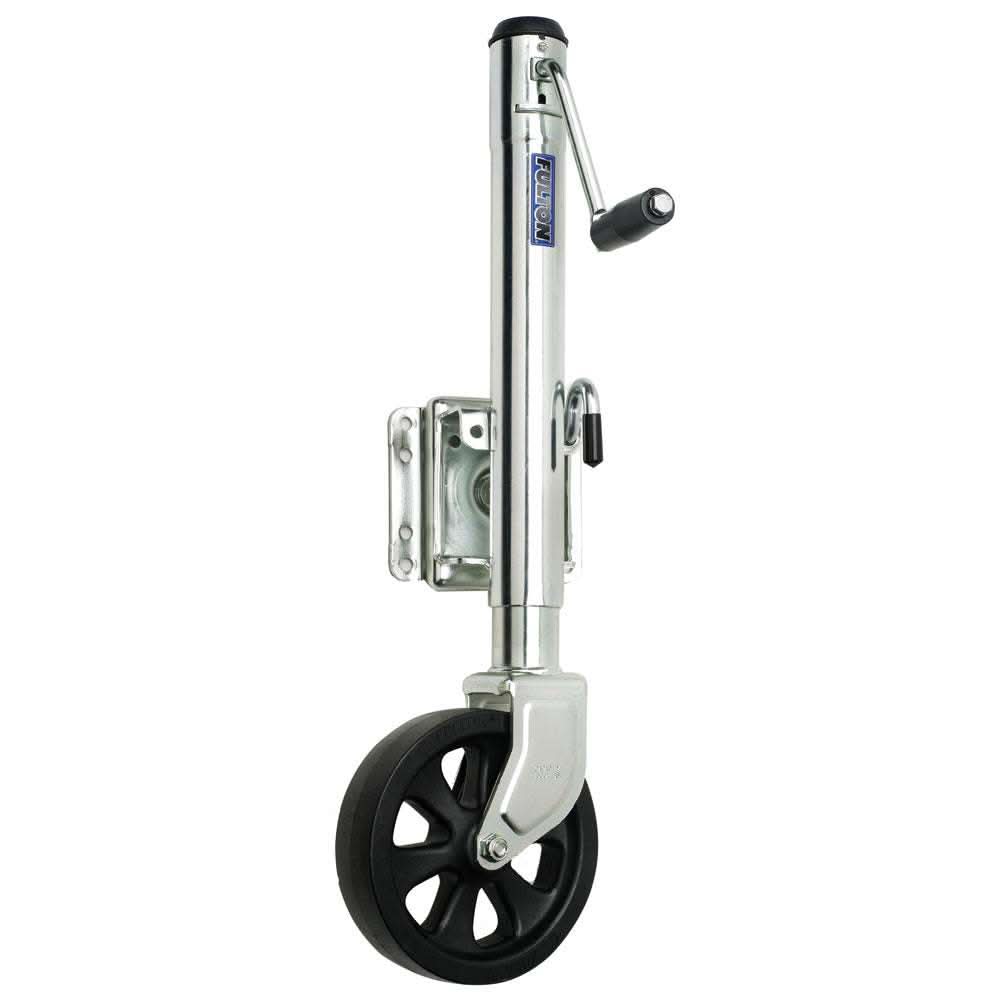 Fulton Single Wheel 1500 lbs bolt-thru swivel jack with sidewind handle and 8-inch caster wheel