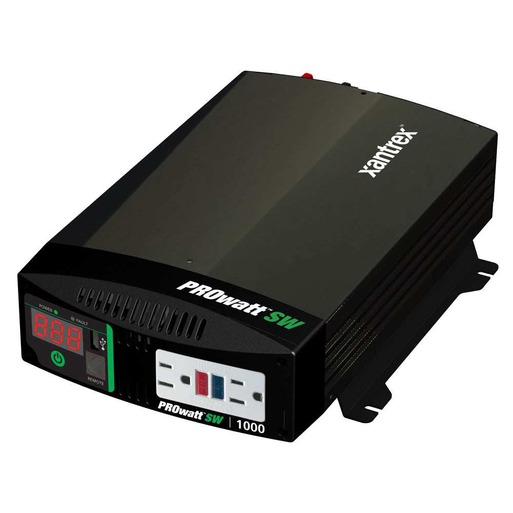 Xantrex PROwatt SW1000 true sine wave inverter with dual GFCI outlets and USB port, 900W continuous power