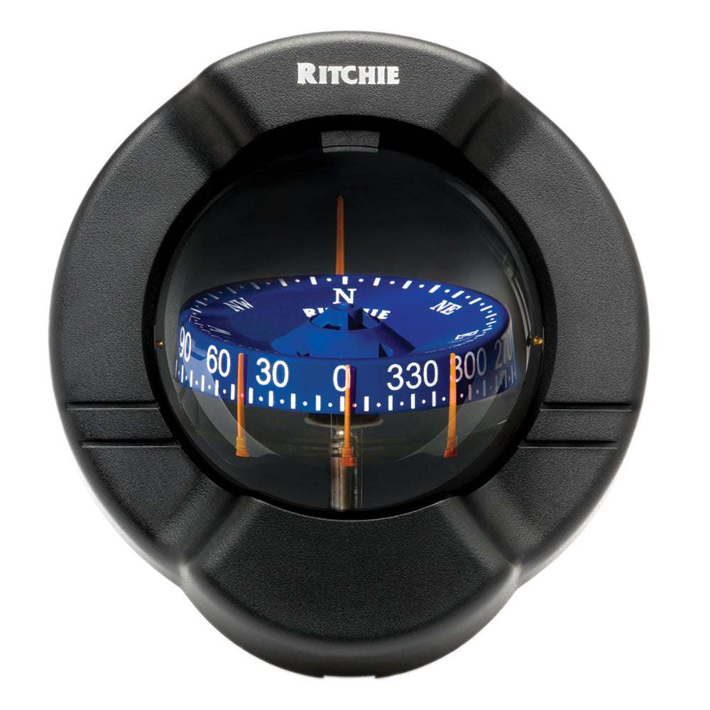 Ritchie SuperSport Compass SS-PR2 black dash mount with blue LED lighting for power boats