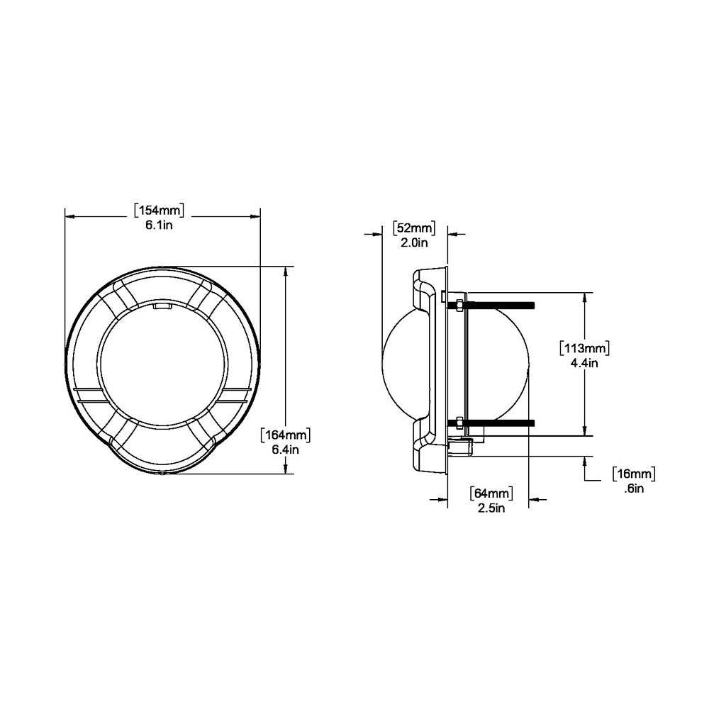 Ritchie SS-PR2 SuperSport Compass dash mount dimensions diagram in black