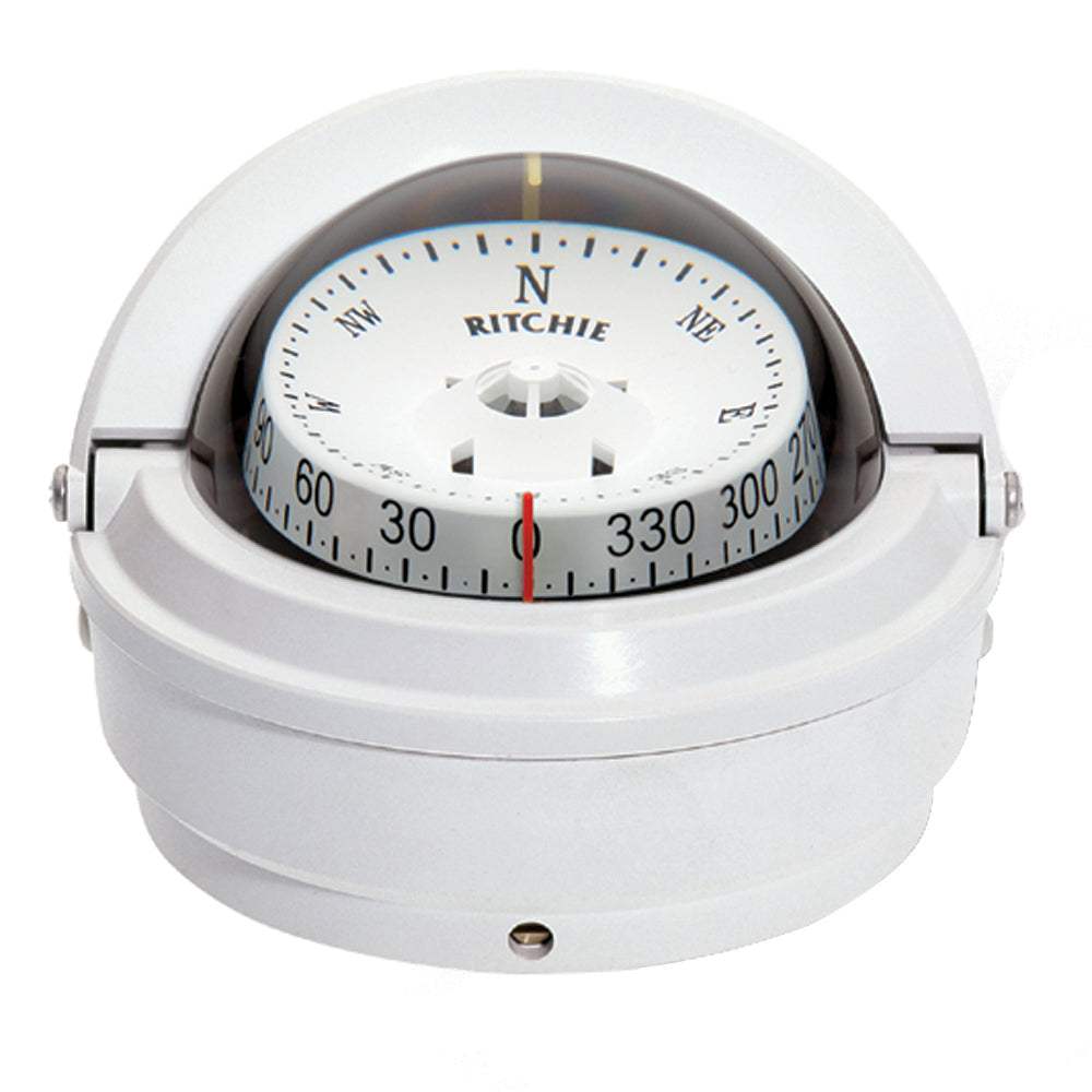 Ritchie S-87W Voyager Compass white surface mount with CombiDamp dial and night illumination