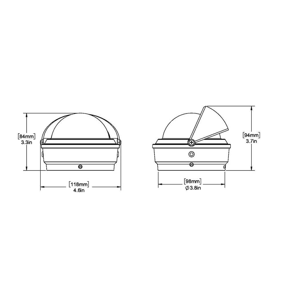 Ritchie S-87W Voyager Compass surface mount white dimensions diagram and specifications