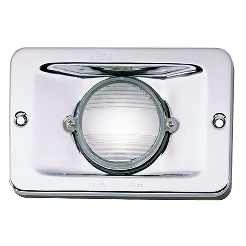 Perko Vertical Mount stainless steel stern light with flush mount design and black plastic base