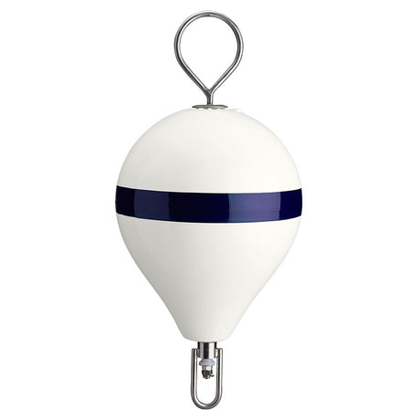 Polyform 13.5" CM Mooring Buoy w/SS Iron - White Blue Stripe - CM-2SS W-STR