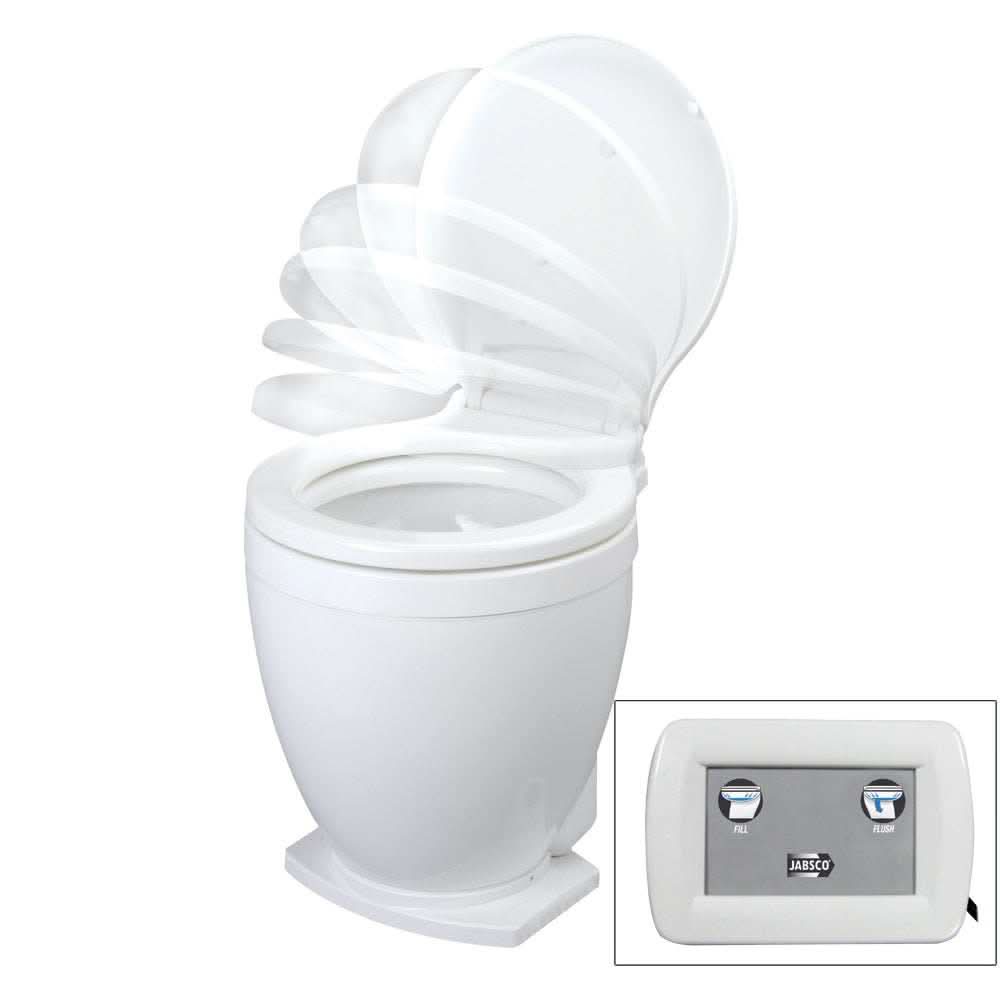 Jabsco Lite Flush 12V electric toilet with control panel and slow close seat