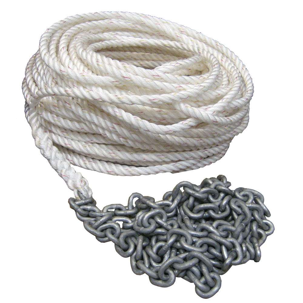 POWERWINCH 250' 5/8" premium nylon rope with 20' 5/16" HT chain rode coil