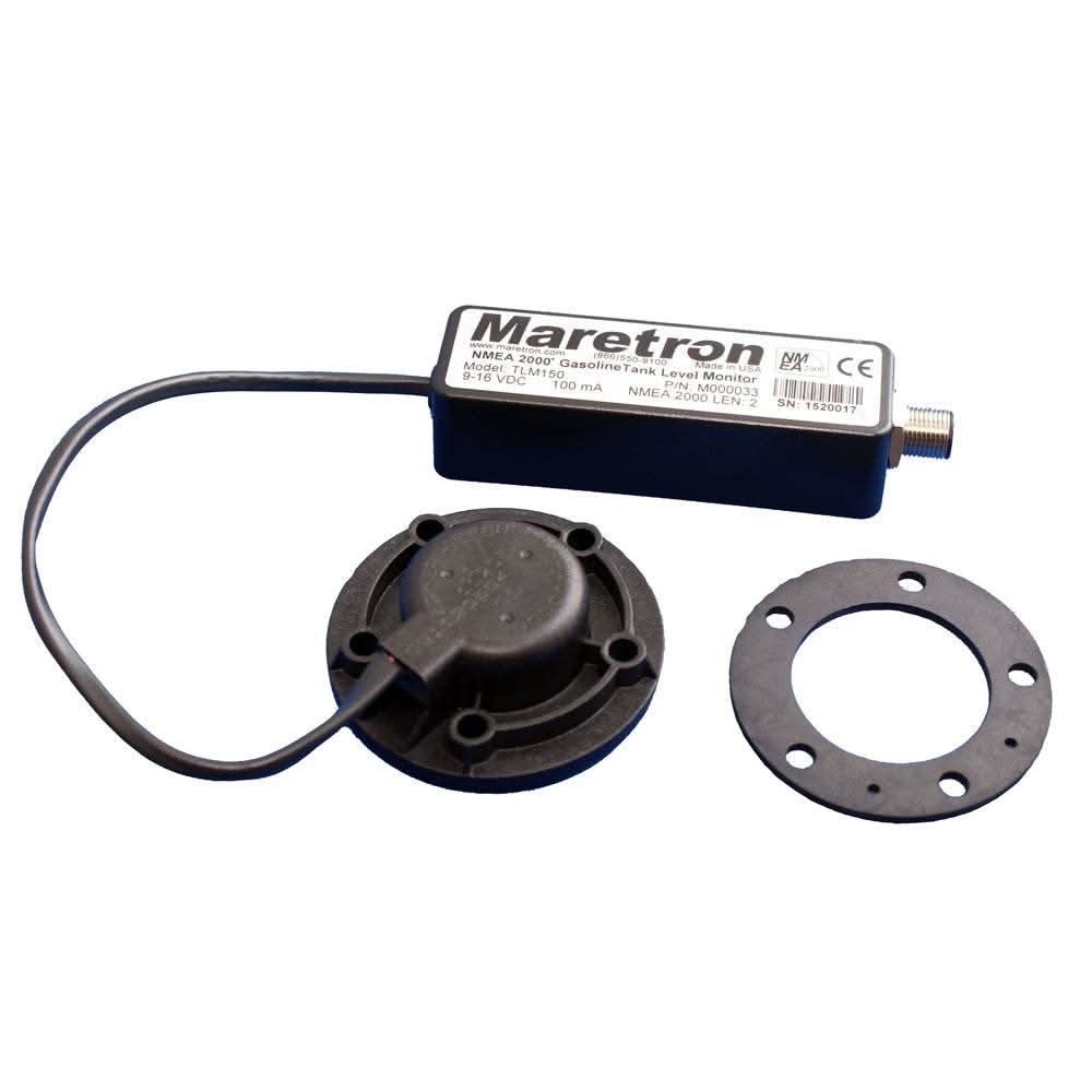 Maretron TLM150 ultrasonic tank level monitor with mounting ring for marine gasoline tanks