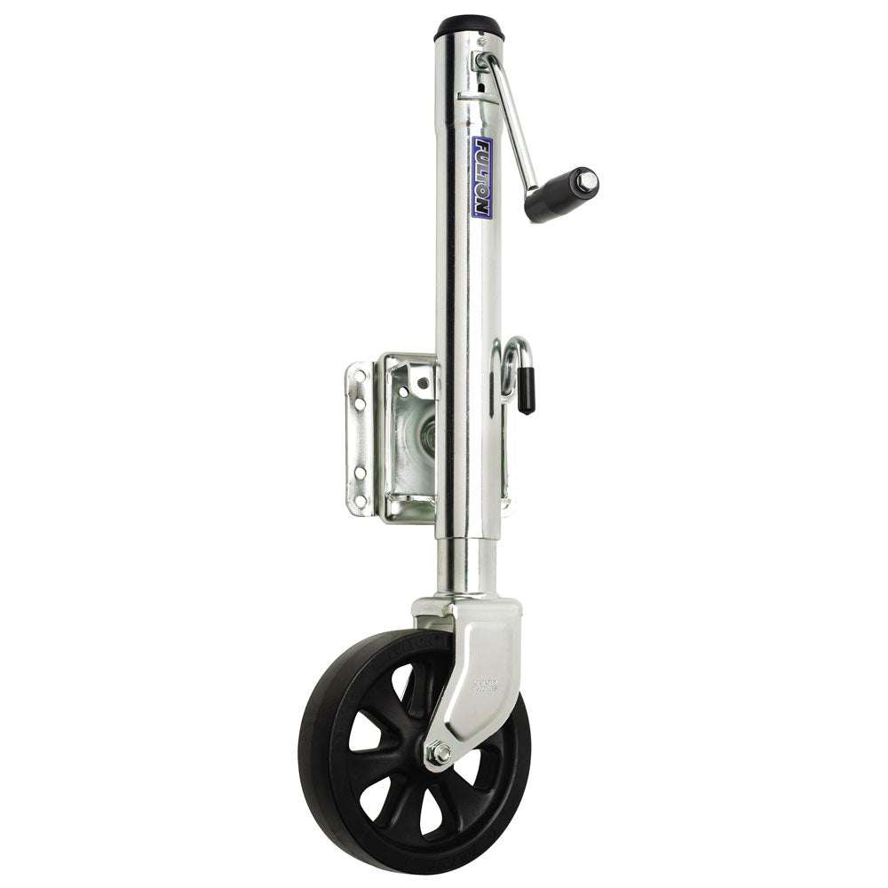 Fulton 1500 lbs. swing away bolt on single wheel jack with zinc finish and 8-inch poly wheel