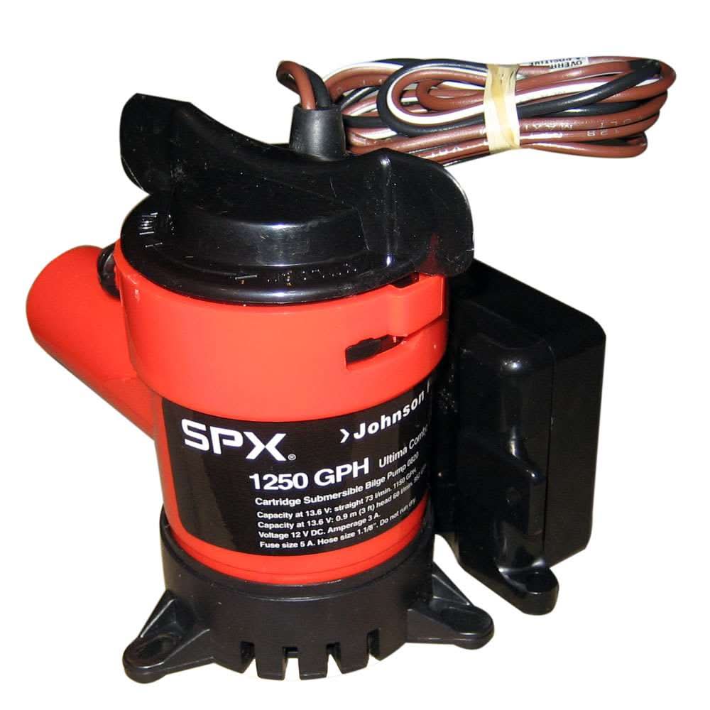 Johnson Pump 1250 GPH submersible bilge pump with 1-1/8" hose and 12V automatic Ultima switch