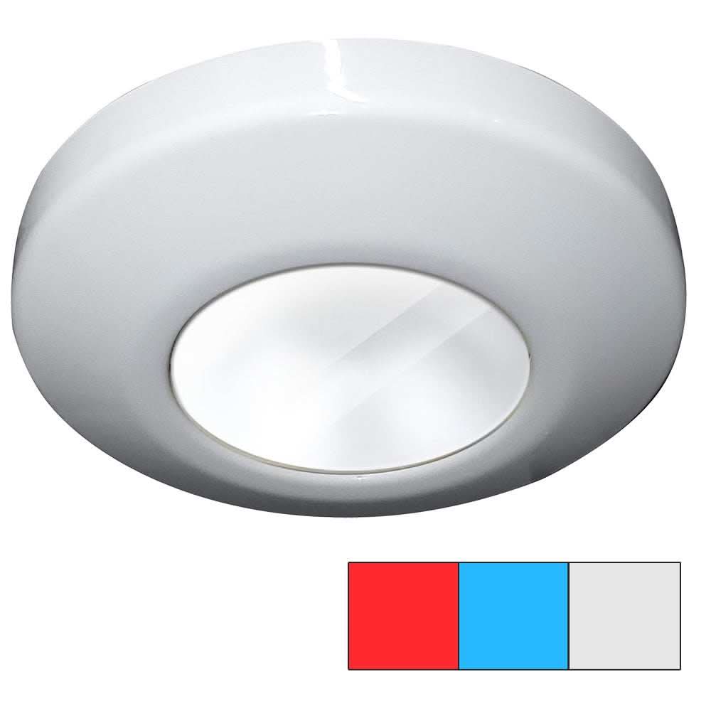 i2Systems Profile P1120 LED tri-color surface light with white finish and stainless steel trim