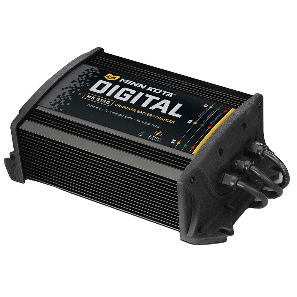 Minn Kota MK-315D digital on-board marine battery charger 3 bank 5 amps waterproof corrosion-resistant