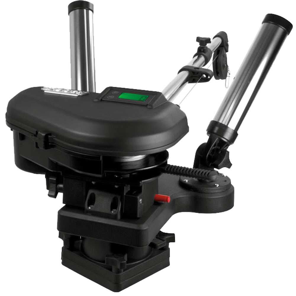 Scotty 2116 HP Depthpower electric downrigger with 60" stainless steel telescoping boom and dual rod holder for precise trolling depth control