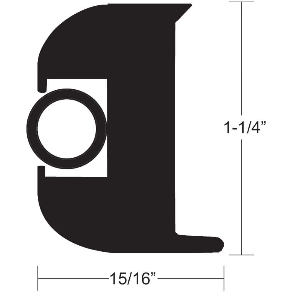 TACO Flex Vinyl Rub Rail Kit black 50 feet 1-1/4 inch cross-section diagram