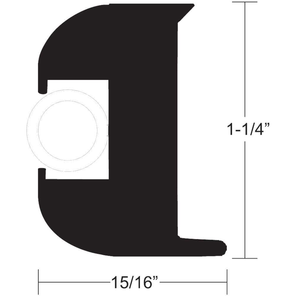 TACO Flex Vinyl Rub Rail Kit black with white insert 50 feet 1-1/4 by 15/16 inches boat rail profile diagram