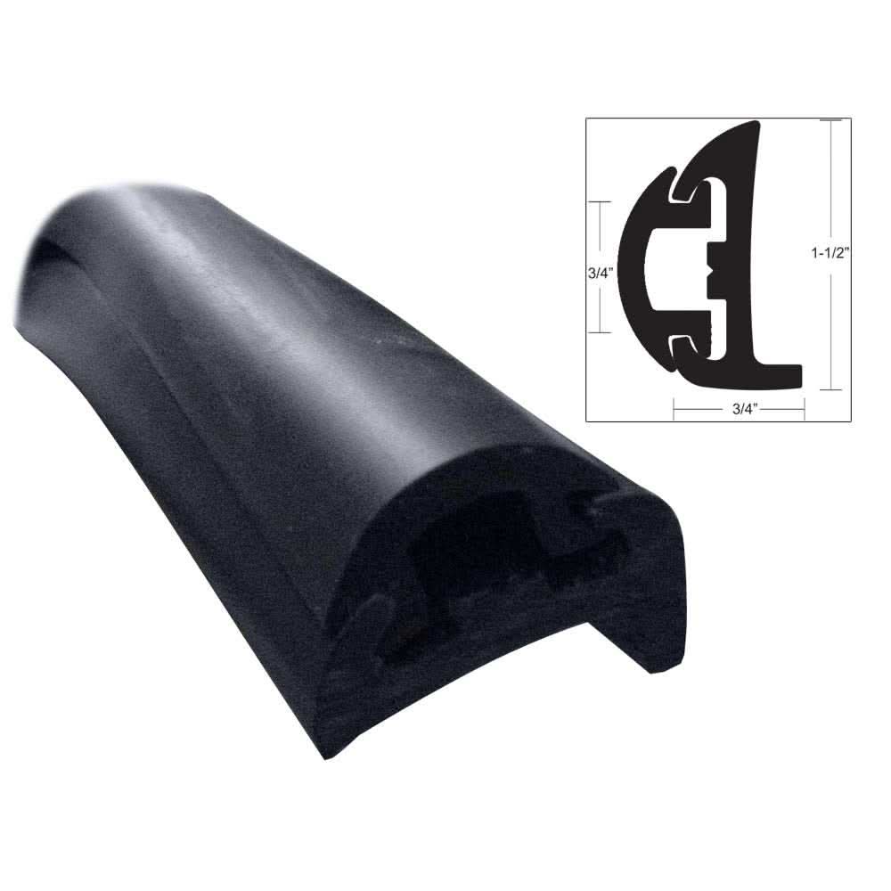 TACO Semi-Rigid Rub Rail Kit black insert 50 feet for boats with dimensions diagram