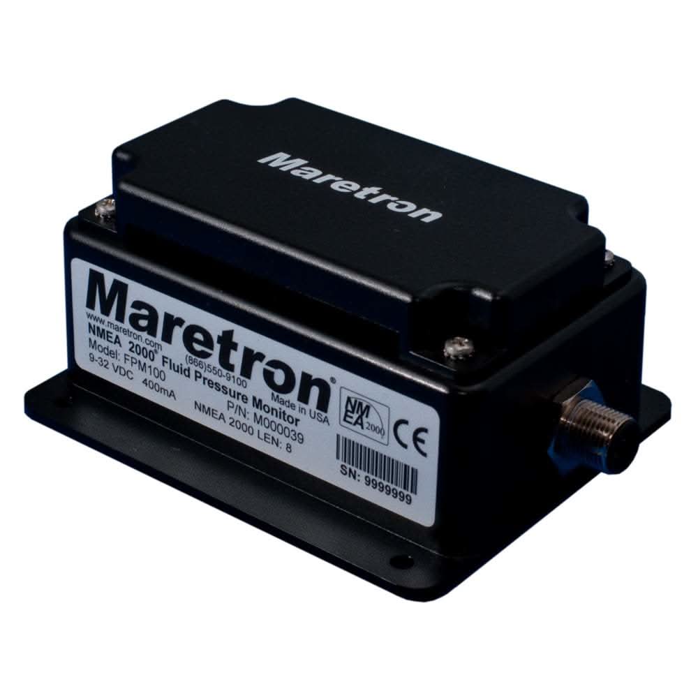 Maretron FPM100 fluid pressure monitor device for NMEA 2000 network with pressure transducer adaptation.