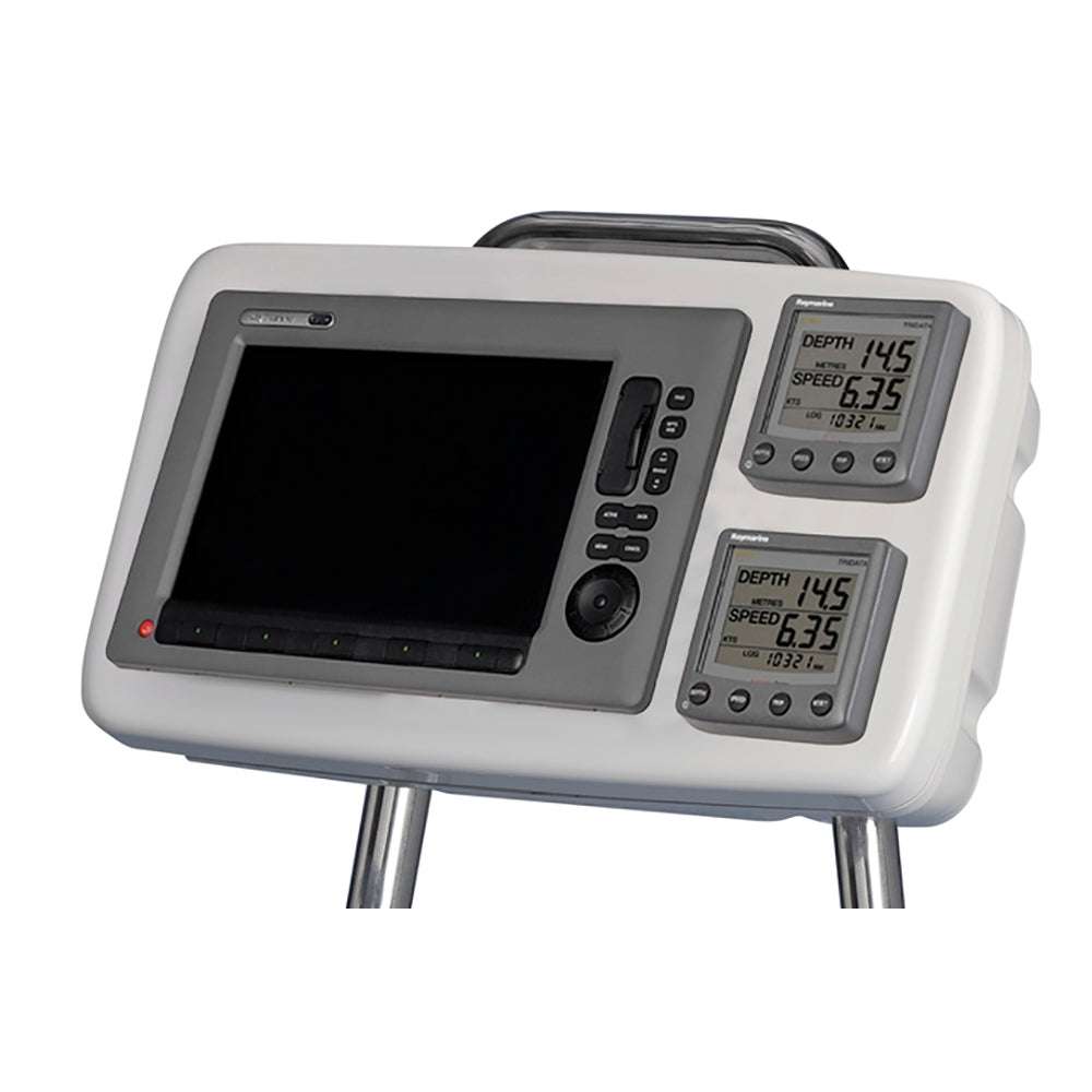 Scanpod Helm Pod System in white with multi-screen and instrument mounts for marine navigation