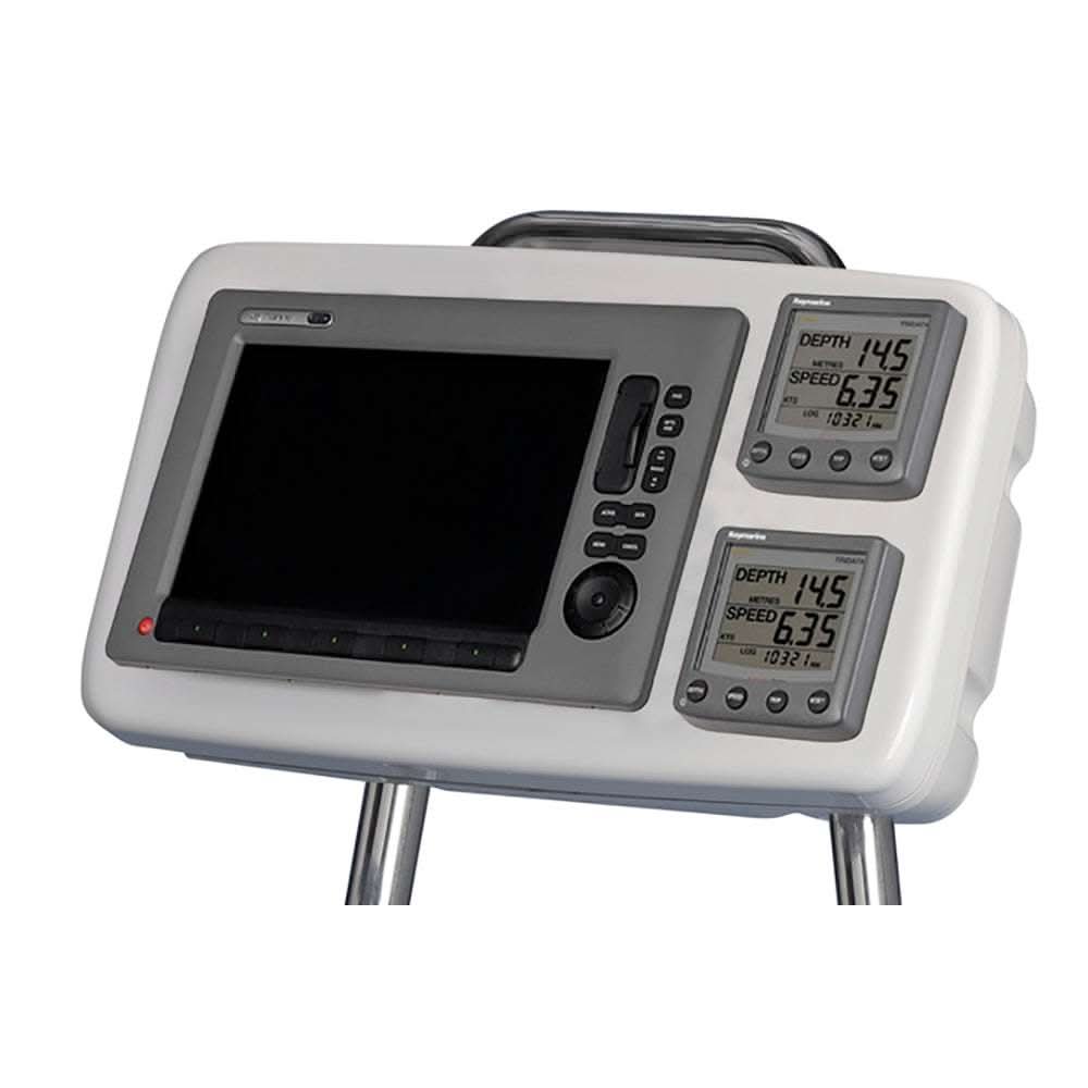 Scanpod Helm Pod System in white with multi-screen and instrument mounts for marine navigation