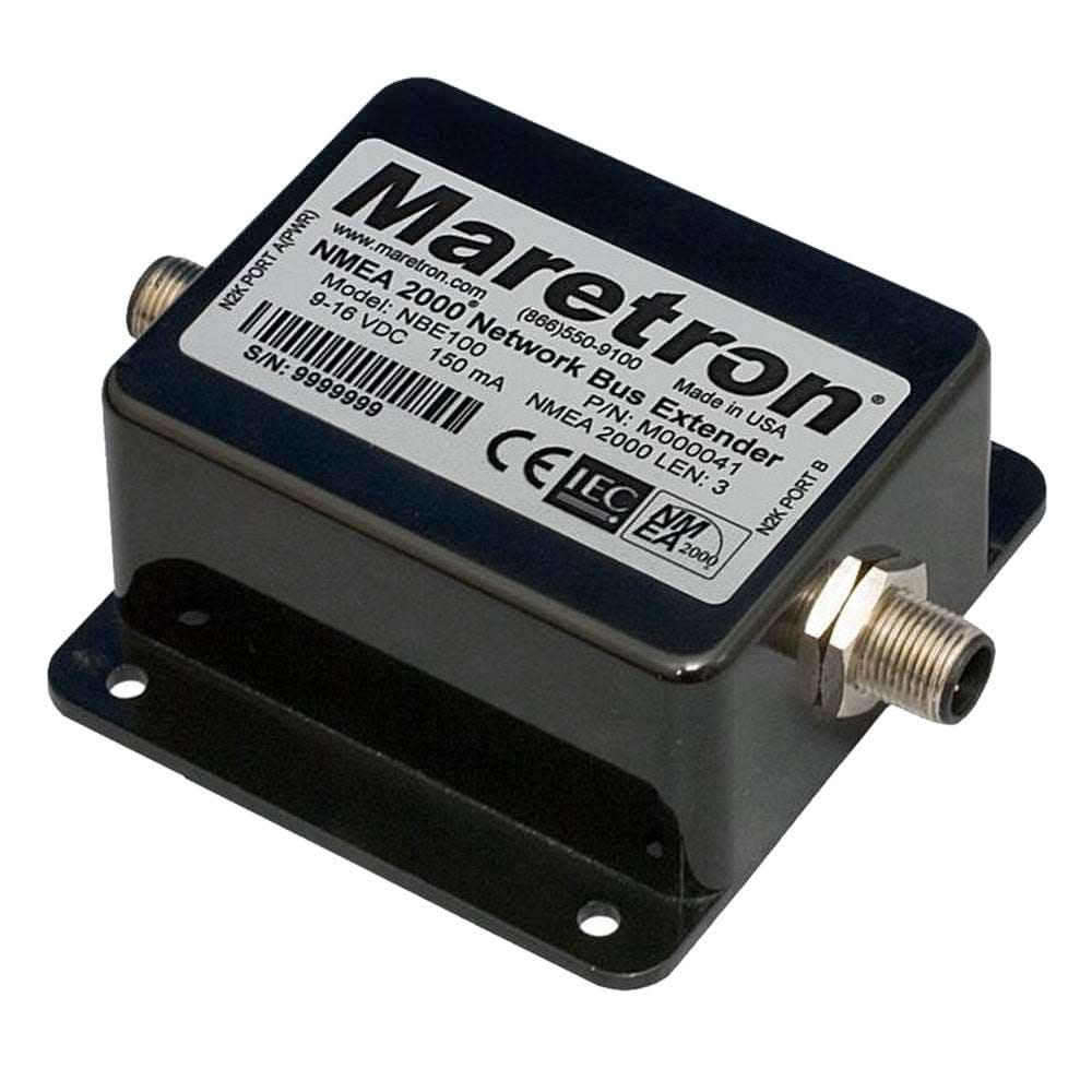 Maretron NMEA 2000 Network Bus Extender NBE100-01 device with connectors and mounting base
