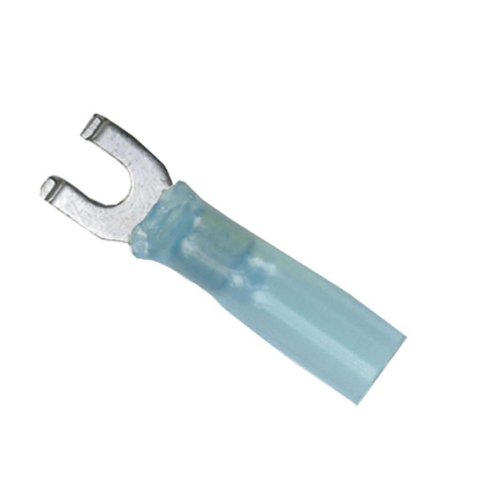 Ancor 16-14 gauge heat shrink spade terminal with blue nylon insulator, corrosion-resistant tinned copper, 100-pack