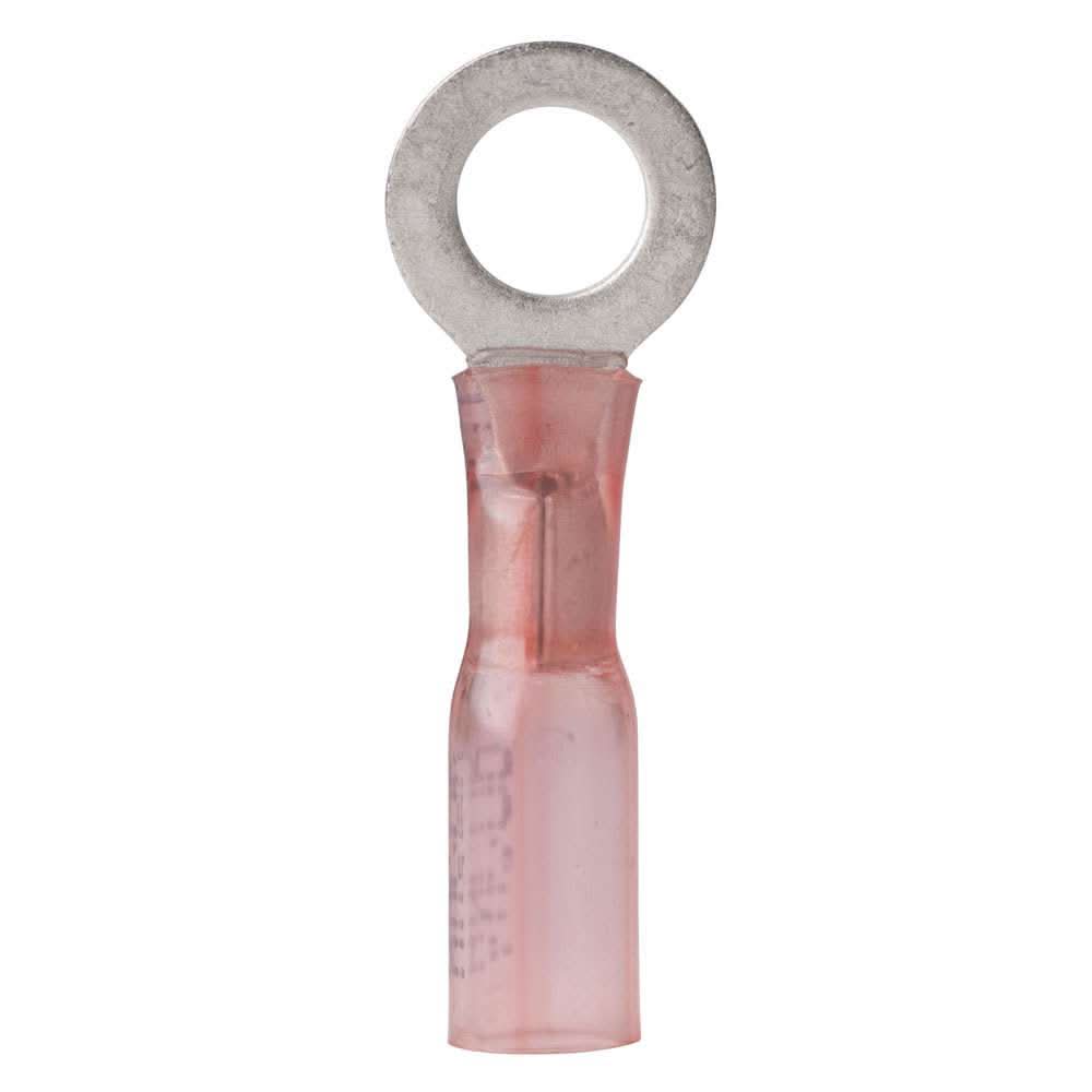 Ancor 22-18 gauge #8 heat shrink ring terminal with pink nylon insulator and tinned copper ring